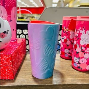 Starbucks Puffy Heart Ceramic Tumbler Ombre Hot Cold Coffee Cup Valentines Day